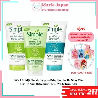 Sữa Rửa Mặt Simple Dạng Gel Nhẹ Dịu Kind To Skin Refreshing Facial Wash Tuýp 150ml