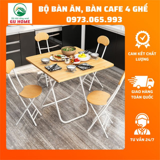 Bộ bàn ăn gấp gọn 4 ghế, bàn cafe gấp gọn tiện lợi