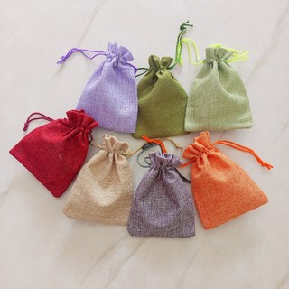 Set 10 Túi vải bố thô nhiều màu có dây rút cỡ 10x14 đựng bài đựng cà phê đựng hoa khô làm quà tặng đám cưới tiệc