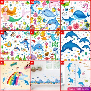 Buôn sỉ hình sticker dán tường đại dương cá và động vật dưới biển , tranh đề can dán tường. decal dán tường cá cho bé