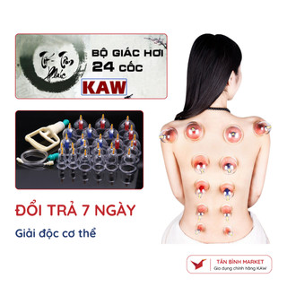 Bộ giác hơi chân không KAW - Không Dùng Lửa, Nhựa Nguyên Sinh 24 Cốc, Bền Bỉ, An Toàn Cho Sức Khỏe