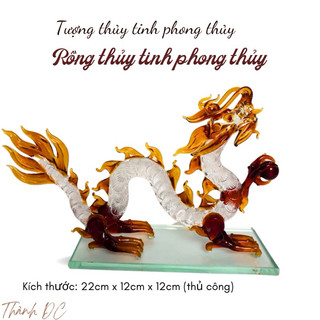 Tượng rồng phong thủy bằng thủy tinh quà tặng phong thủy  trang trí, trưng bày phòng khách, kích tài lộc, may mắn
