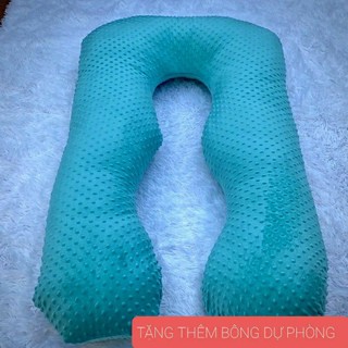 Gối chữ U và Chữ J- Gối Ôm - Gối Tựa cho bà bầu(vải nhung mịn ,nhung bi 3D)TẶNG THÊM BÔNG DỰ PHÒNG
