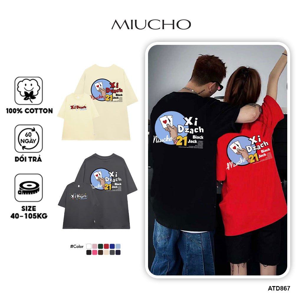 Áo thun Xì DZách Tết 2024 local brand form rộng nam nữ đủ size ATD867 Miucho tay ngắn vải cotton cổ tròn in mix