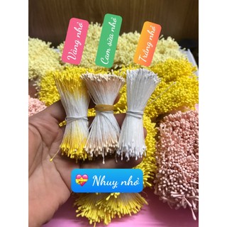 Nhụy hoa kẽm nhung giả 400 sợi, phụ kiện làm hoa handmade - Nhụy bột giọt nước làm hoa mai đào hoa vải cài áo