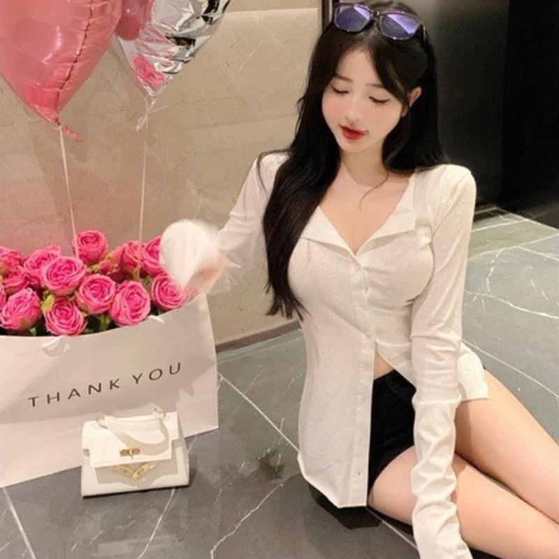ÁO KIỂU DÀI TAY ẤM ÁP CÓ NÚT GÀI MỞ RA MỞ DÔ XINH G71