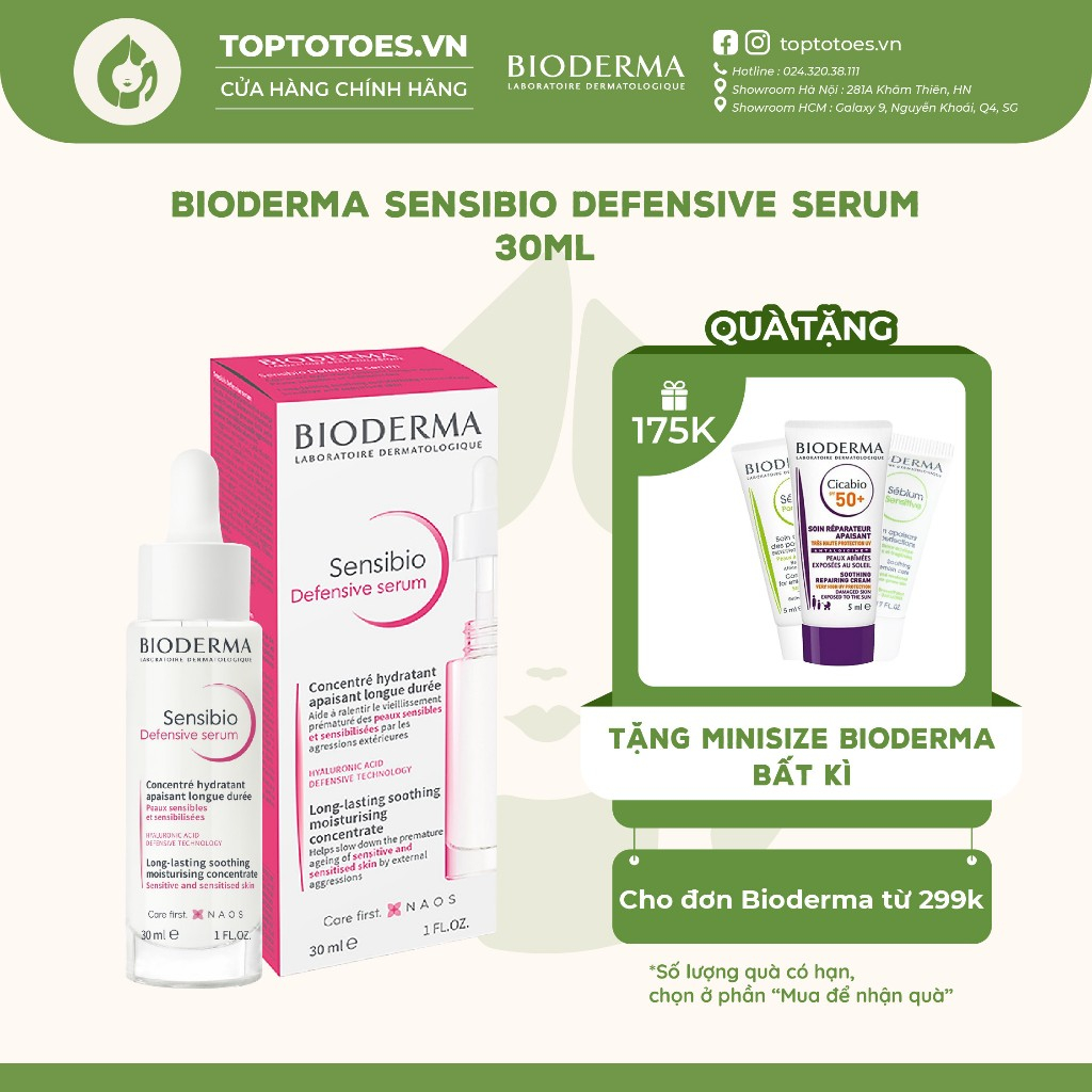 Tinh chất dưỡng ẩm và làm dịu dành cho da nhạy cảm Bioderma Sensibio Defensive Serum 30ml