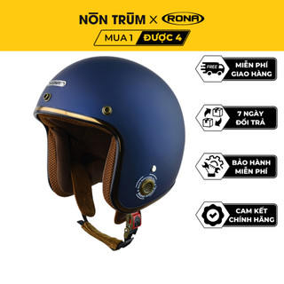 Mũ bảo hiểm 3/4 RONA màu xanh mực nhám chính hãng, bảo hành 12 tháng, freeship toàn quốc