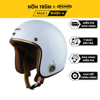 Mũ bảo hiểm 3/4 RONA màu trắng bóng chính hãng, bảo hành 12 tháng, freeship toàn quốc