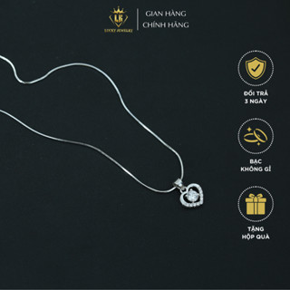  Dây chuyền nữ bạc 925 thật mặt dây chuyền hình trái tim đính 1v chủ nhỏ hột CZ cao cấp | LUCKY JEWELRY 