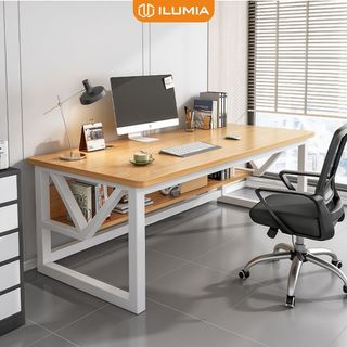 Bàn máy tính làm việc kèm kệ sách khung sắt to chắc chắn - im68