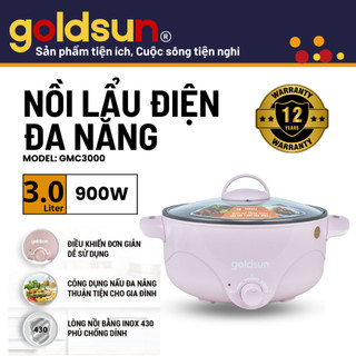 Nồi lẩu điện đa năng Goldsun GMC3000 dung tích 3L, 5L, lòng nồi Inox chống dính, bảo hành 12T