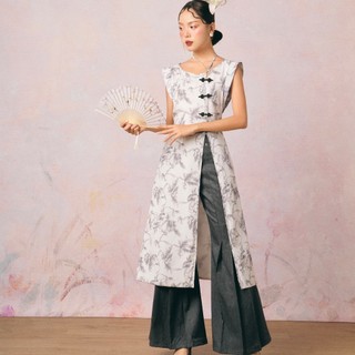 Áo xẻ tà dáng dài cột dây cổ INTO EIGHT thiết kế (Orchid Top)