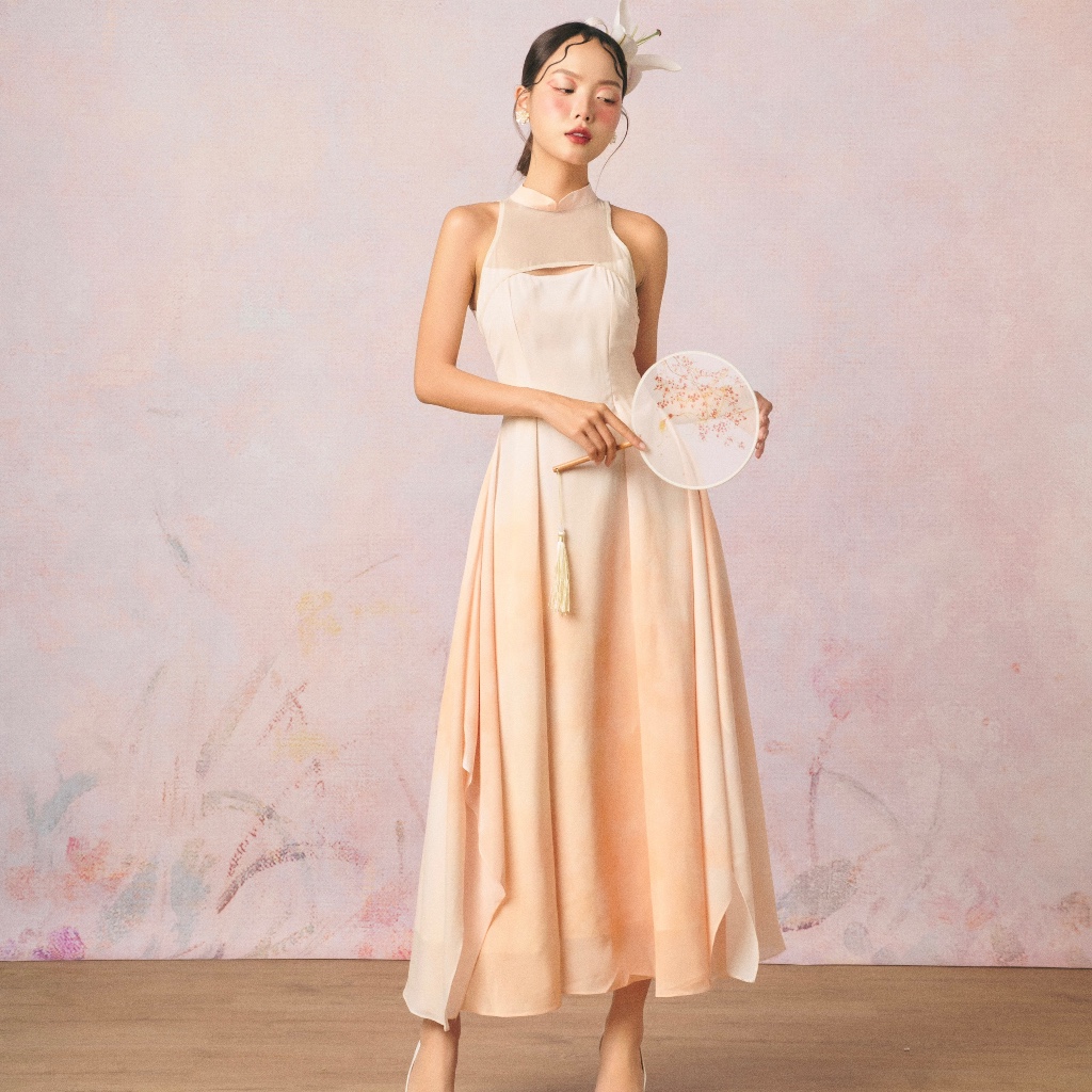 Đầm dài loang dáng xoè cut out ngực cổ tàu INTO EIGHT thiết kế ( Tulip Dress)