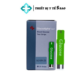 Hộp 25 que tets glucose đo tiểu đường, đường huyết dùng cho máy in4 care glucoalpha