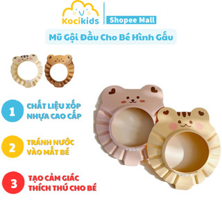 Mũ Gội Đầu Cho Bé Hình Gấu Hình Hổ Ngăn Nước Và Dầu Gội Chảy Vào Mắt, Mũ Tắm Chắn Nước Cho Bé