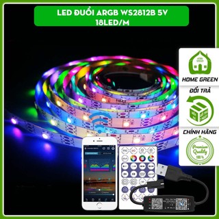 Đèn led đuổi ARGB WS2812B cảm biến sóng nhạc điều khiển qua App + remote cuộn 5m