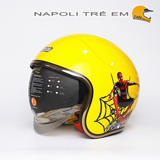 Nón bảo hiểm TRẺ EM 3/4 KÍNH ÂM Napoli màu vàng tem thời trang cho bé