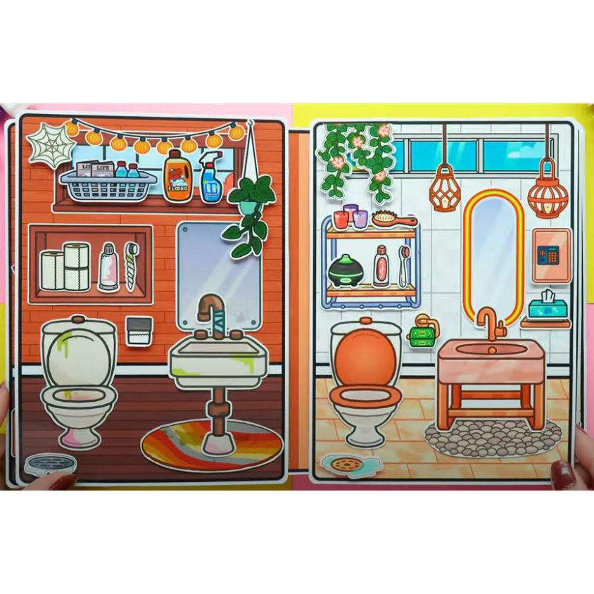 Rich And Poor House Quiet Book, búp bê giấy, Candyhome Paper