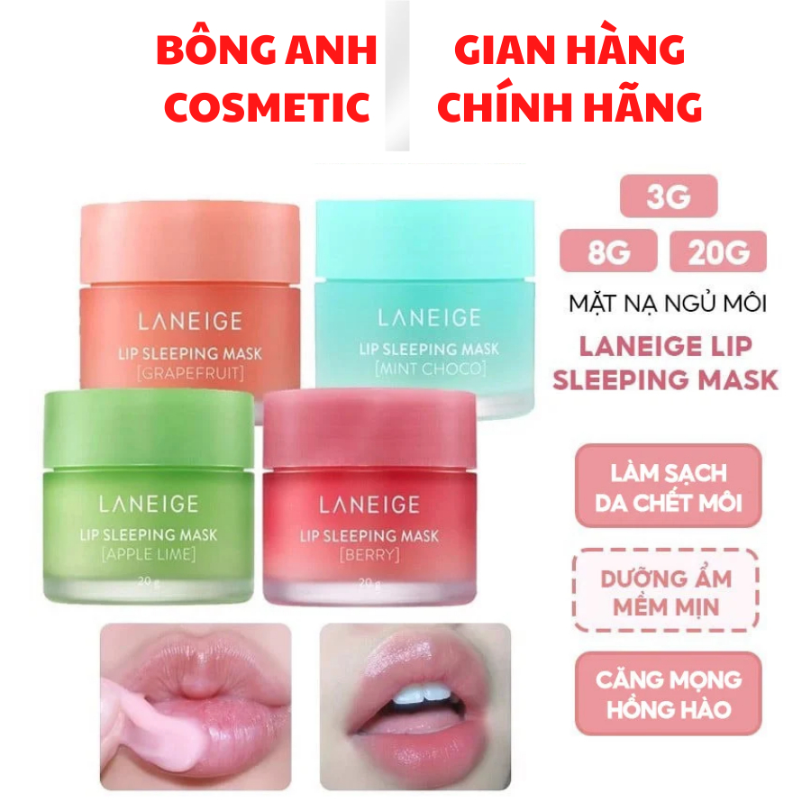 Mặt Nạ Ngủ Môi Laneige, Mặt Nạ Ngủ Môi Dưỡng Ẩm, Căng Bóng Mềm Mịn Hương Dâu Laneige Lip Sleeping Mask 3g, 20g