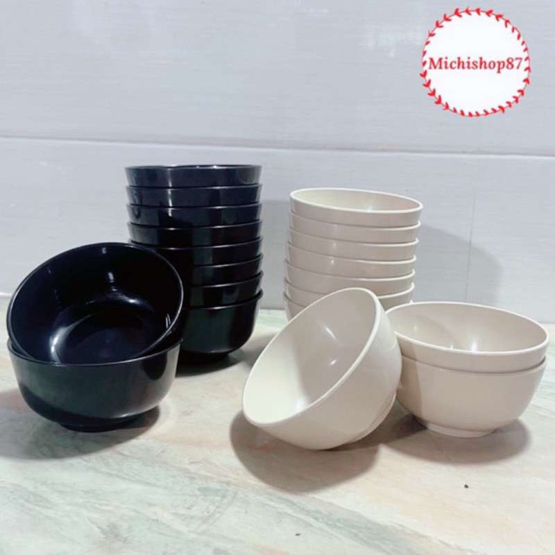 Combo 5, 10 Bát nhựa phíp đen, nâu  chịu nhiệt loại dầy đẹp nhựa Việt Nhật cao cấp, Bát ăn cơm nhựa 