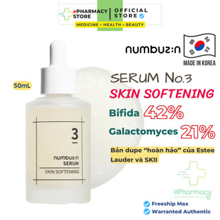 Serum Numbuzin No.3 Skin Softening - Tinh chất Numbuzin số 3 làm mềm da, cấp ẩm, hỗ trợ phục hồi da mụn 50ml