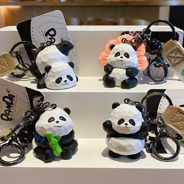 Móc khóa Gấu trúc khắc gỗ Panda đáng yêu dùng làm móc chìa khóa, treo balo, túi xách, quà tặng - RÁP