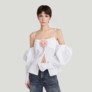 DEAR JOSÉ - Áo kiểu trễ vai tay phồng PSYCHE vải organza trắng