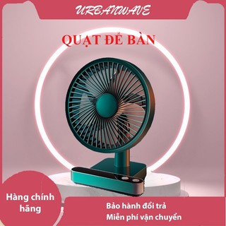 Quạt tích điện để bàn mini, quạt để bàn sạc USB, hiển thị đèn Led với 4 mức gió, chạy trong 8 tiếng - Urbanwave