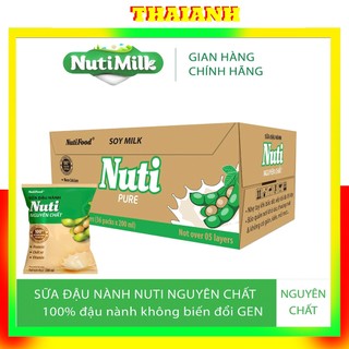 Thùng 36 bịch sữa đậu nành nguyên chất nuti 200ml