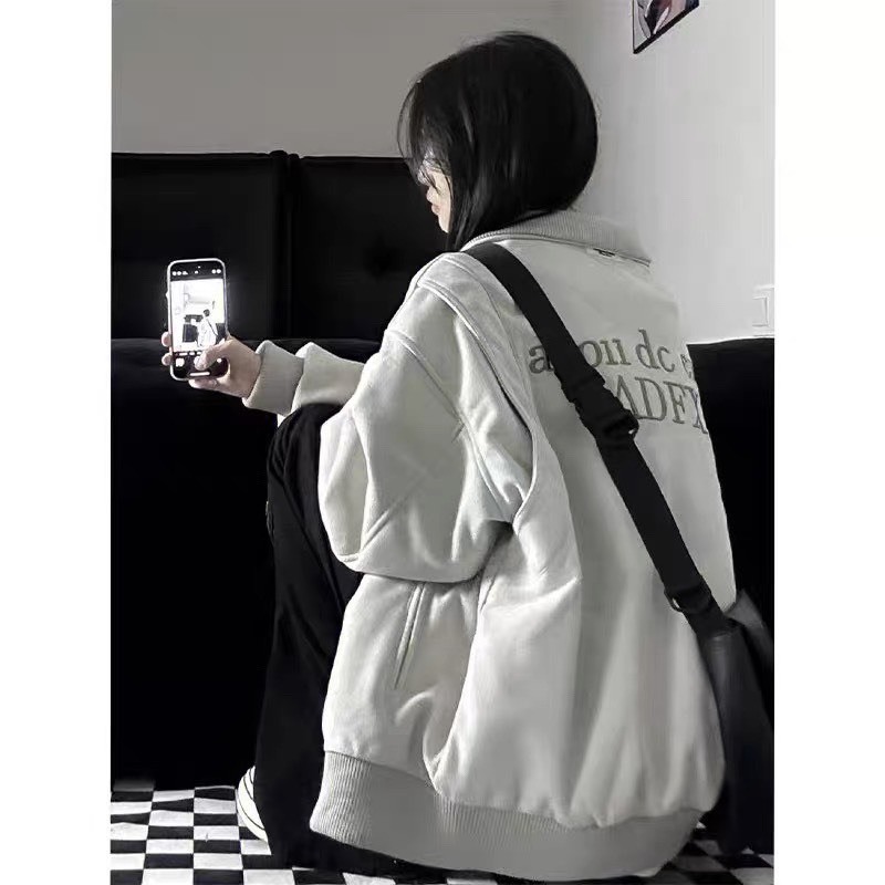 Áo Khoác Bomber Bóng Chày Form Rộng Unisex Nam NữHàn Quốc