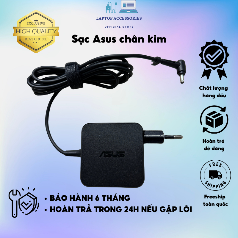 SẠC ASUS Vivobook, ZenBook Zin 19V-2.37A 45W, 65W (Vuông, Đầu TRUNG - 4.0mm x 1.35mm) - ZIN
