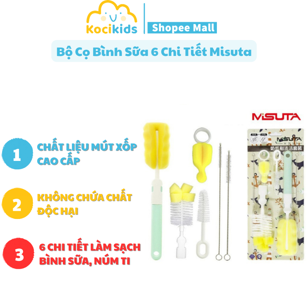 Bộ Cọ Rửa Bình Sữa , Vệ Sinh Bình Sữa 6 chi tiết