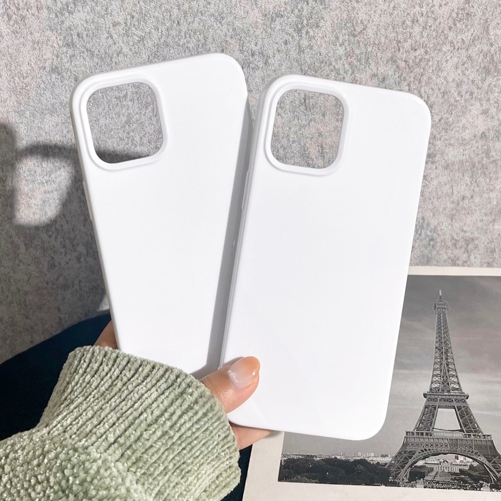 [ Iphone 12 Pro Max ] Ốp Lưng Silicon Màu Trắng Bóng