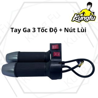 Tay Ga Ốp Nhôm 3 Tốc Độ + Nút Lùi Xe Đạp Điện-Xe Máy Điện Kung Fu Loại Tốt-HÀNG CHÍNH HÃNG