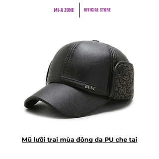 Mũ lưỡi trai mùa đông da PU che tai - Nón lưỡi trai mẫu mới