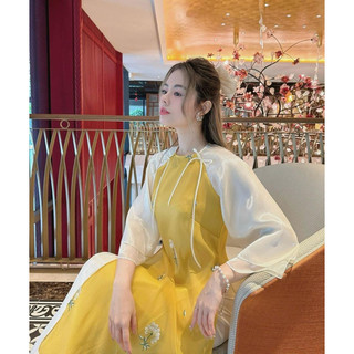 Vải tơ thêu hoa trắng