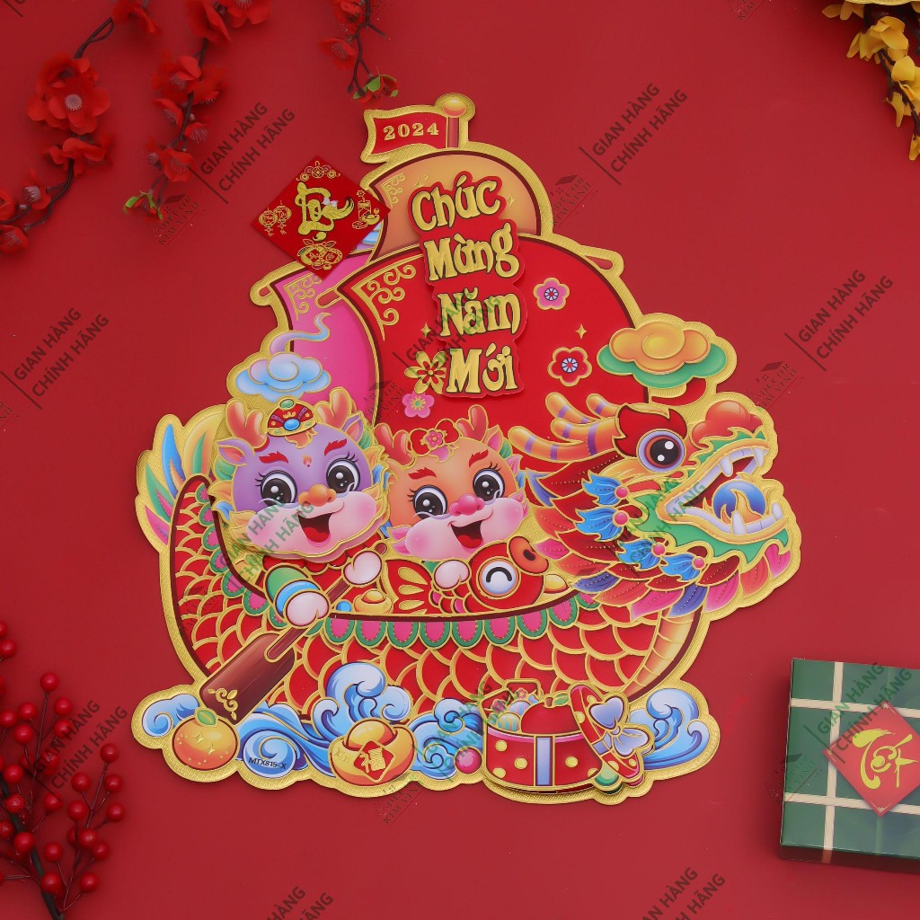 Cặp Hình Dán Rồng Thuyền HTDX07 Trang Trí Tết