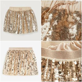 Chân váy sequin vàng gold 11067642009 HM H&M_hàng chính hãng authentic
