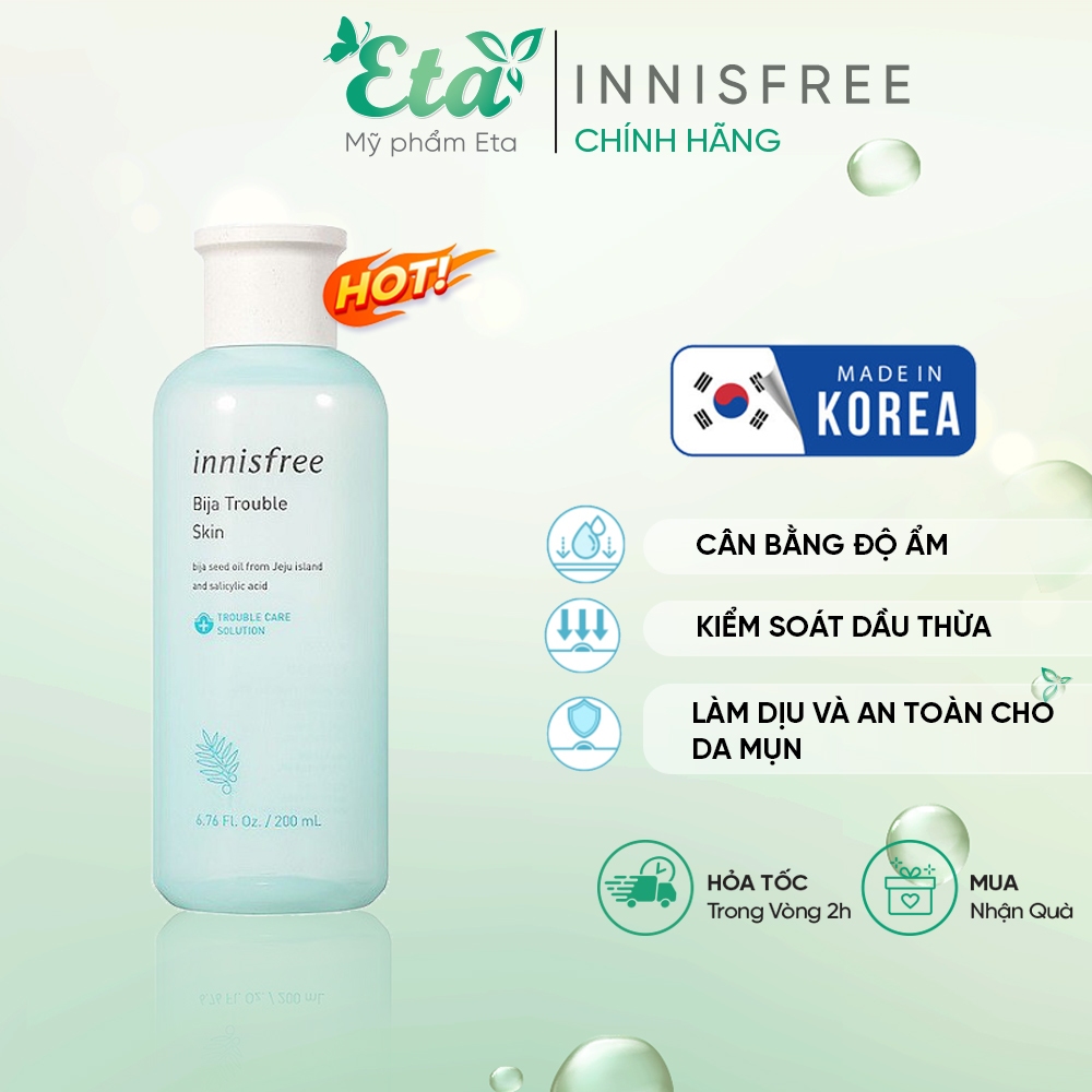 Nước hoa hồng Innisfree JEJU BIJA ANTI-TROUBLE Skin 200ml NHH cho da dầu mụn