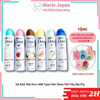 Xịt khử mùi dove 48h ngăn mùi thơm mát nhẹ dịu 87g