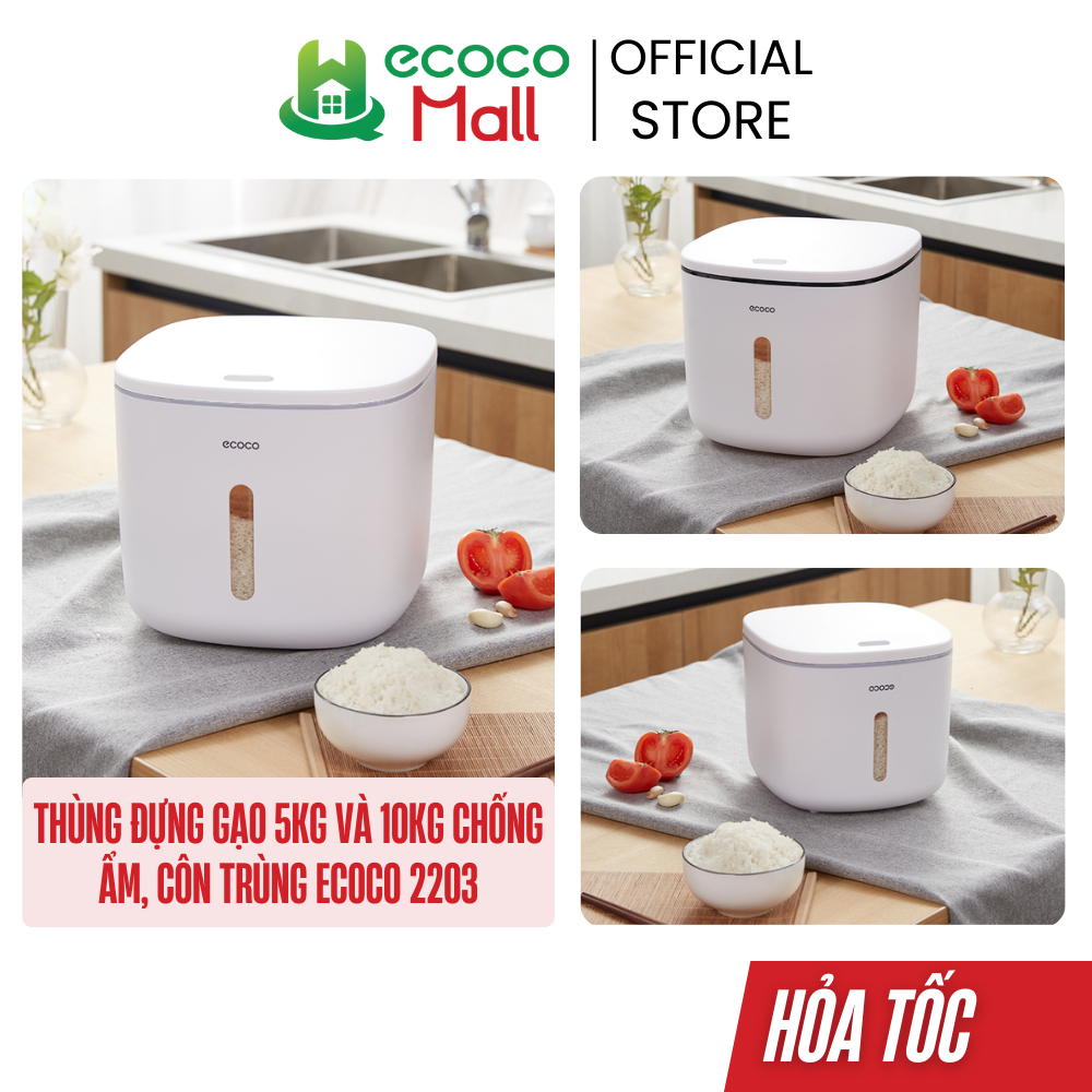 Thùng đựng gạo ECOCO 5kg và 10kg chống ẩm, côn trùng | Hộp đựng bảo quản đồ khô, các loại hạt, ngũ cốc đa năng cao cấp