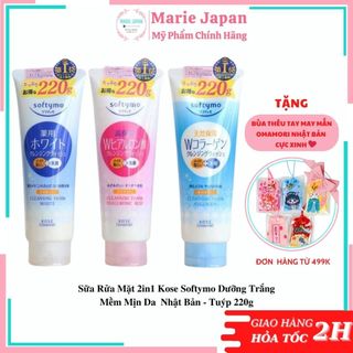 Sữa Rửa Mặt 2in1 Kose Softymo Dưỡng Trắng Mềm Mịn Da  Nhật Bản - Tuýp 220g
