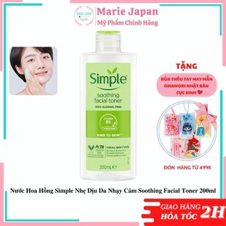 Nước Hoa Hồng SIMPLE Nhẹ Dịu Da Nhạy Cảm Soothing Facial Toner 200ml