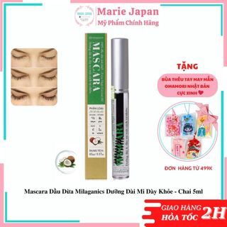 Mascara dầu dừa milaganics dưỡng dài mi dày khỏe - chai 5ml