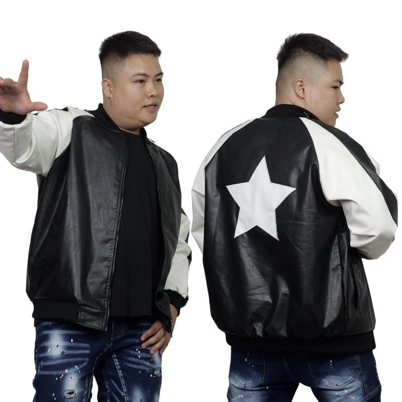 Áo bomber da bigsize cho nam nữ ngôi sao phối màu trắng đen BS COUTURE