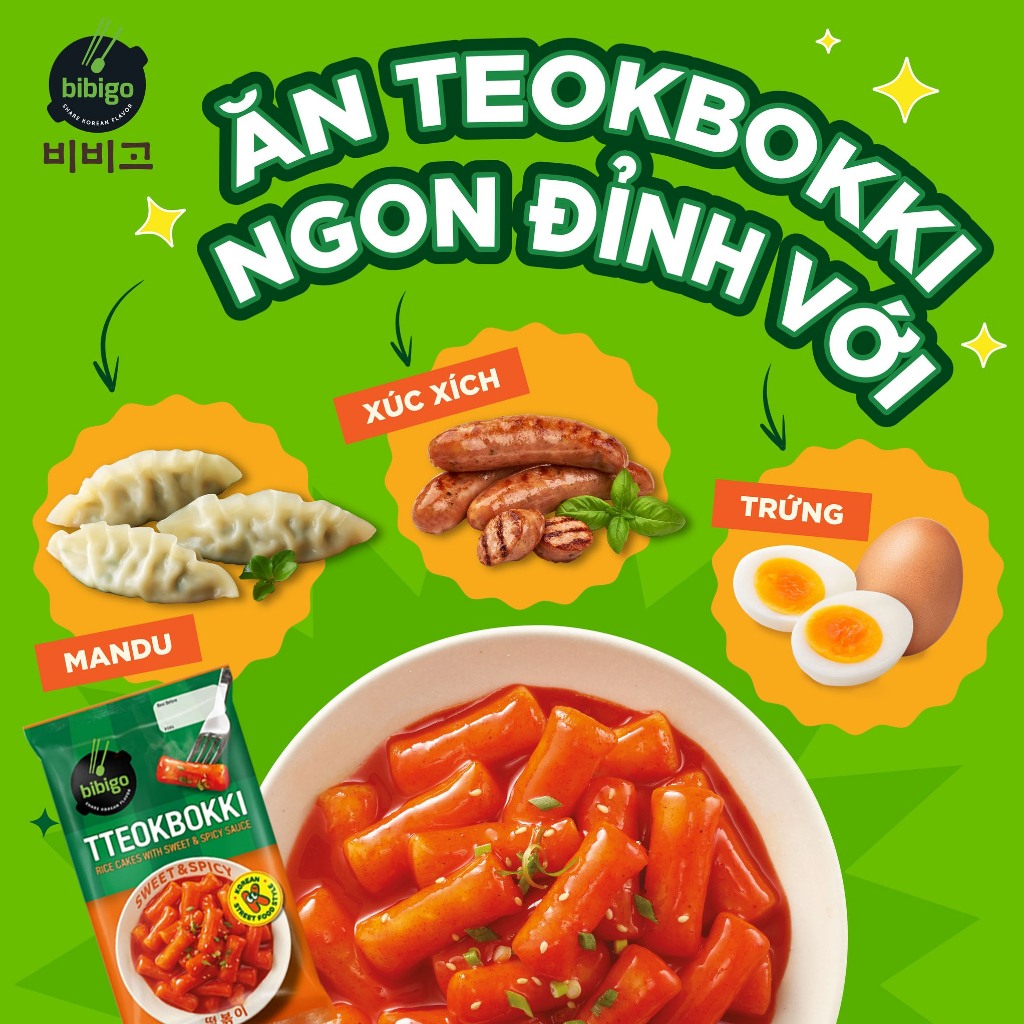 Bánh Gạo Tokbokki Hàn Quốc Bibigo Cj Bịch 360gr - tiện lợi