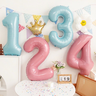 Bóng số tuổi xanh/ hồng pastel cỡ lớn 70cm trang trí sinh nhật