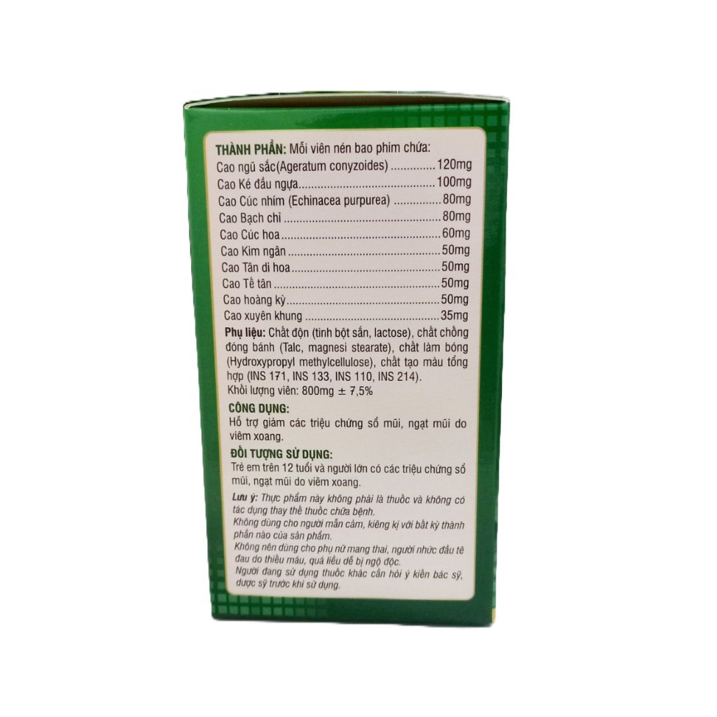 Viên Xoang Kingphar Chính Hãng - Giải pháp cho người bị vim xoang, vim mũi dị ứng , ngạt mũi do vim xoang - Hộp 60 viên