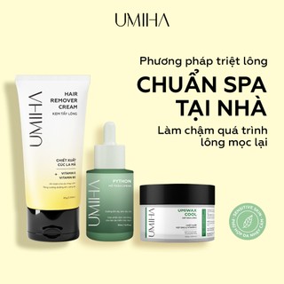 Triệt lông UMIHA Combo 2 SP - Thay cho Máy triệt lông khi kết hợp Mỡ trăn triệt lông với Kem tẩy lông, Sáp Wax lông